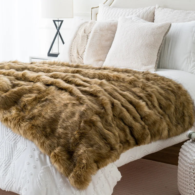 Luxe Faux Vossenbont Deken – Zachte Warmte, Elegant Design & Dierenvriendelijke Weelde-Blankets-DeWoonVallei-DeWoonVallei