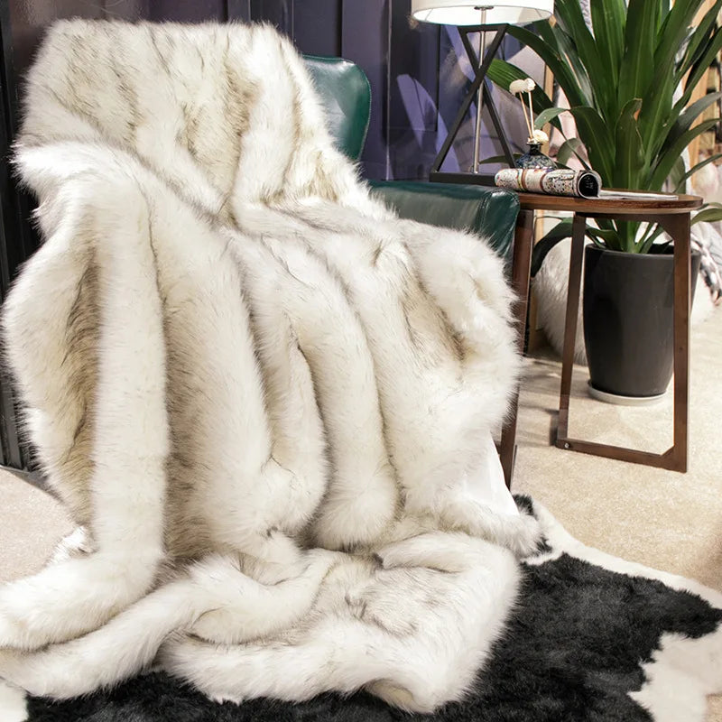 Luxe Faux Vossenbont Deken – Zachte Warmte, Elegant Design & Dierenvriendelijke Weelde-Blankets-DeWoonVallei-Wit-DeWoonVallei