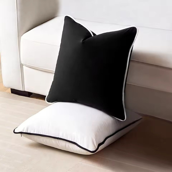 Luxe Fluwelen Kussenhoes Moderne Paspelafwerking voor Stijlvol Comfort-Cushions-DeWoonVallei-DeWoonVallei