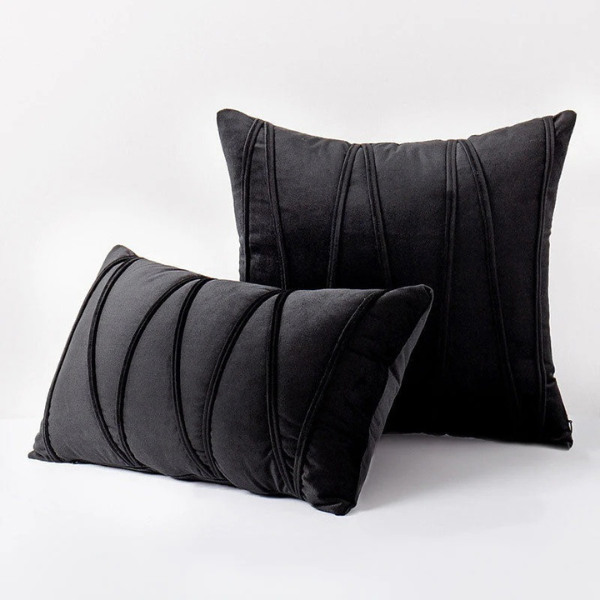 Luxe Fluwelen Kussenhoezen Zachte Textuur en Elegant Decoratief Ontwerp-Cushion Cover-DeWoonVallei-Rechthoek - 30 x 50 cm-Zwart-DeWoonVallei