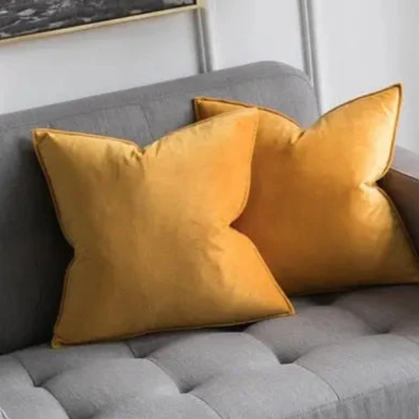 Luxe Fluwelen Kussensloop met Zachte Flanellen Rand voor Comfort-Cushion Cover-DeWoonVallei-30 x 50 cm-Lichtgeel-DeWoonVallei