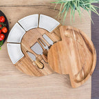 Luxe Kaasplank met Kommen en Messen – Houten Serveerset voor Stijlvolle Borrelmomenten-Kitchen Utensils-DeWoonVallei-DeWoonVallei