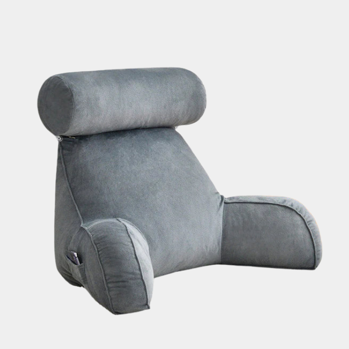 Luxe Lees- en TV-Kussen met Armleuningen – Ergonomisch Comfort voor Ontspanning in Bed-Home & Garden-DeWoonVallei-Grijs-DeWoonVallei