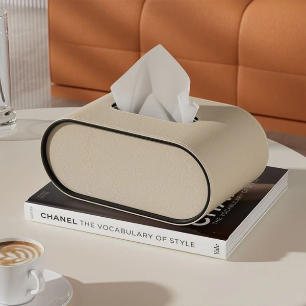 Luxe Leren Tissuebox Ovaal Ontwerp voor Elegante Woondecoratie-Tissue Holder-DeWoonVallei-DeWoonVallei