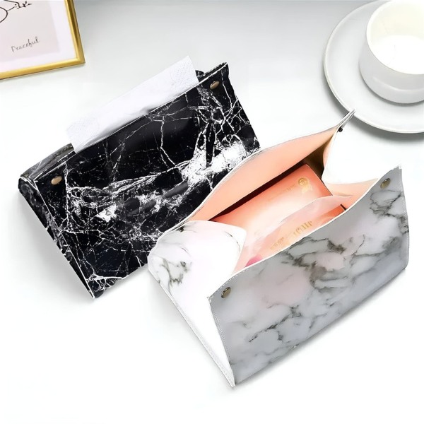 Luxe Marmeren Tissue Box Cover Elegante Ontwerp voor Moderne Ruimtes-Tissue Holder-DeWoonVallei-DeWoonVallei