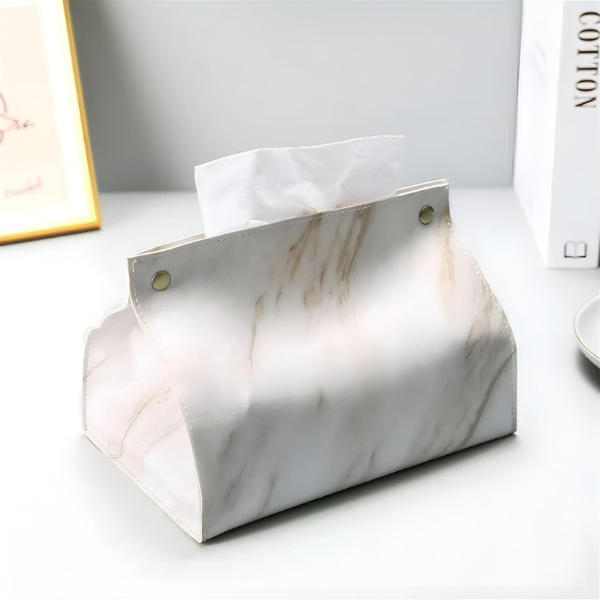 Luxe Marmeren Tissue Box Cover Elegante Ontwerp voor Moderne Ruimtes-Tissue Holder-DeWoonVallei-Wit/Beige-DeWoonVallei