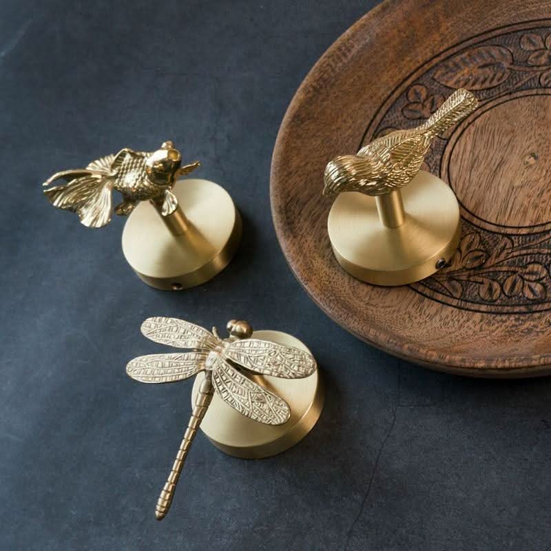 Luxe Messing Wandhaken – Dier- en Bloemdesign met Gouden Afwerking-Coat Rack-DeWoonVallei-DeWoonVallei