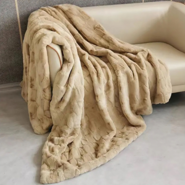 Luxe Nepbont Deken Zachte Knusse Plaid voor Ultiem Comfort-Blanket-DeWoonVallei-60 x 150 cm-Camel-DeWoonVallei