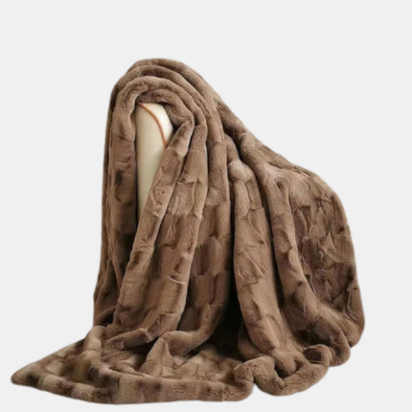 Luxe Nepbont Deken Zachte Knusse Plaid voor Ultiem Comfort-Blanket-DeWoonVallei-60 x 150 cm-Koffie-DeWoonVallei