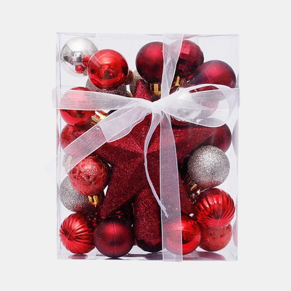 Luxe Set van 30 Kerstballen – Duurzame Onbreekbare Ornamenten met Glanzende, Matte en Glitterafwerking voor een Stralende Kerstboom-DeWoonVallei-donker rood-DeWoonVallei