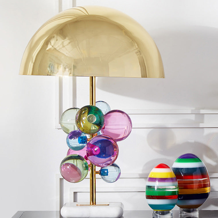 Luxe Tafellamp met Glazen Bubbels – Artistieke Koepellamp met Marmeren Voet en Warme LED Verlichting-Table Lamp-DeWoonVallei-DeWoonVallei