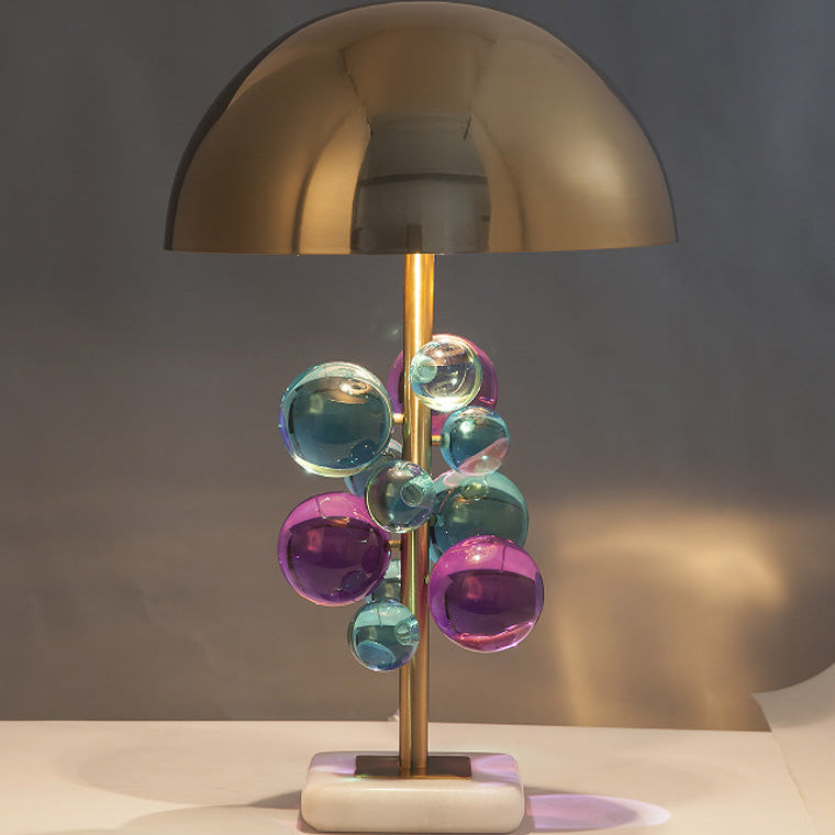 Luxe Tafellamp met Glazen Bubbels – Artistieke Koepellamp met Marmeren Voet en Warme LED Verlichting-Table Lamp-DeWoonVallei-DeWoonVallei