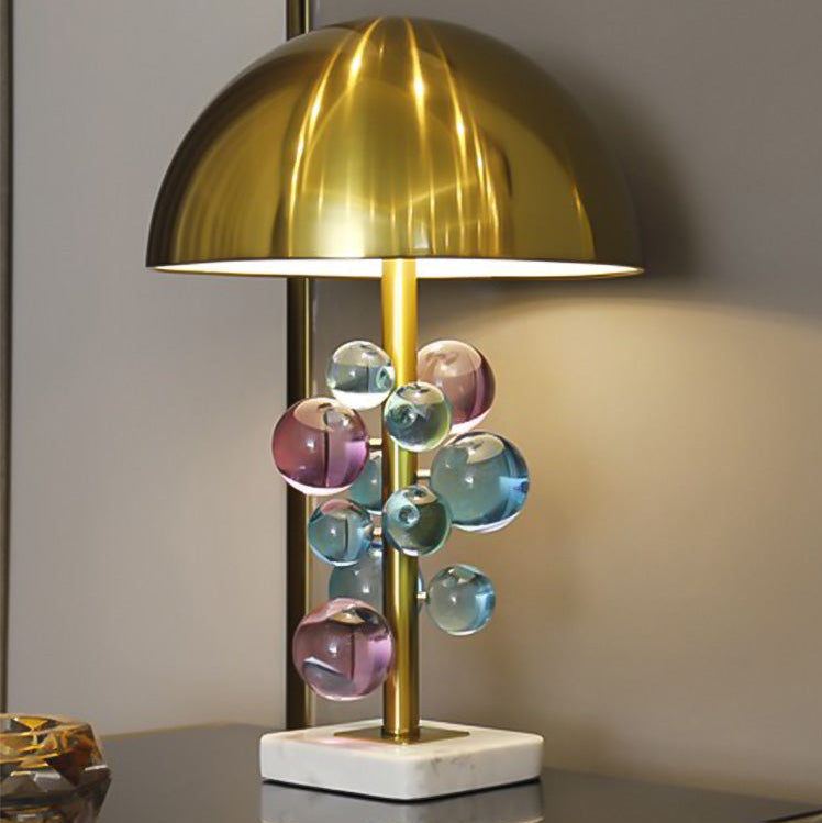 Luxe Tafellamp met Glazen Bubbels – Artistieke Koepellamp met Marmeren Voet en Warme LED Verlichting-Table Lamp-DeWoonVallei-DeWoonVallei