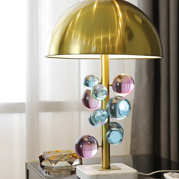 Luxe Tafellamp met Glazen Bubbels – Artistieke Koepellamp met Marmeren Voet en Warme LED Verlichting-Table Lamp-DeWoonVallei-DeWoonVallei