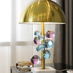 Luxe Tafellamp met Glazen Bubbels – Artistieke Koepellamp met Marmeren Voet en Warme LED Verlichting-Table Lamp-DeWoonVallei-DeWoonVallei