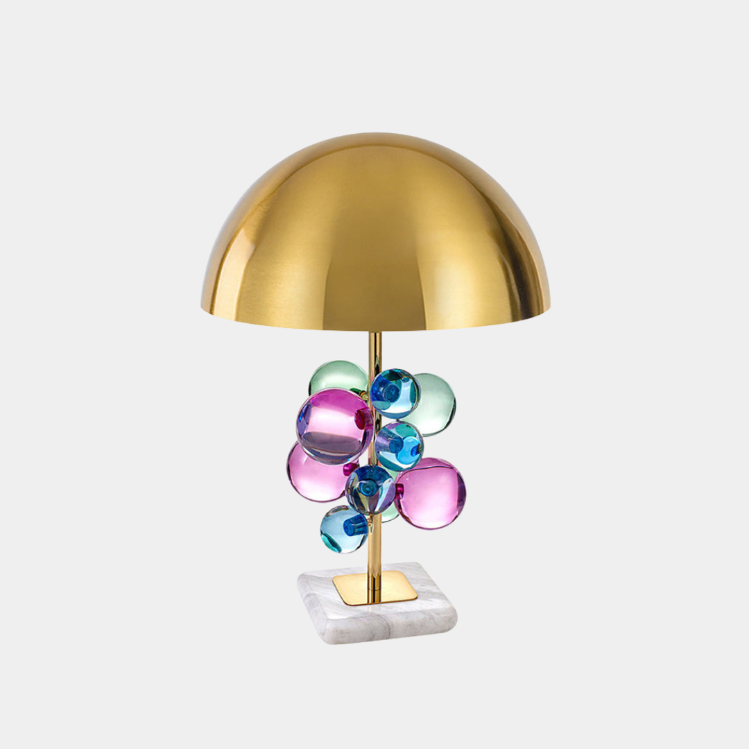 Luxe Tafellamp met Glazen Bubbels – Artistieke Koepellamp met Marmeren Voet en Warme LED Verlichting-Table Lamp-DeWoonVallei-DeWoonVallei