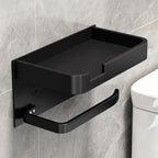 Luxe Wandtoiletrolhouder met Plank – Modern Design & Boorvrije Montage-Bathroom-DeWoonVallei-Zwart-DeWoonVallei