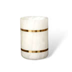 Luxe Witte Marmeren Badkamer Set met Gouden Accenten voor Elegante Organisatie-Bathroom Accessories-DeWoonVallei-Beker (rond) - 8 cm L x 9 cm H-DeWoonVallei