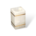 Luxe Witte Marmeren Badkamer Set met Gouden Accenten voor Elegante Organisatie-Bathroom Accessories-DeWoonVallei-Beker (vierkant) - 7 cm L x 7 cm W x 11 cm H-DeWoonVallei