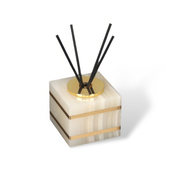 Luxe Witte Marmeren Badkamer Set met Gouden Accenten voor Elegante Organisatie-Bathroom Accessories-DeWoonVallei-Diffuser - 7 cm x 7cm x 6 cm H-DeWoonVallei