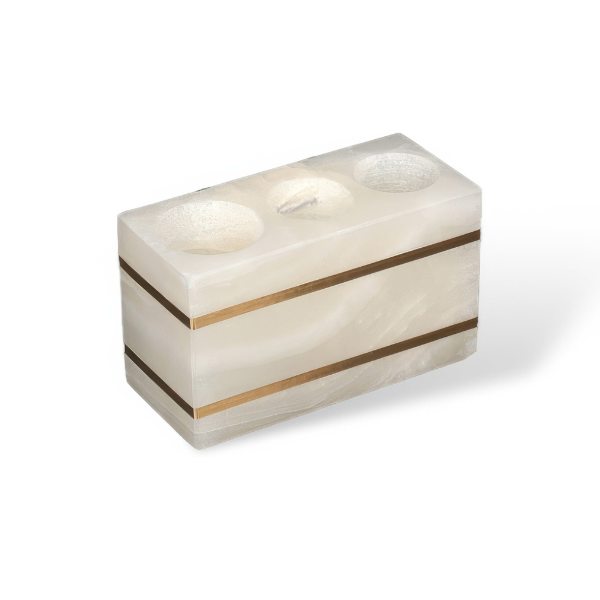 Luxe Witte Marmeren Badkamer Set met Gouden Accenten voor Elegante Organisatie-Bathroom Accessories-DeWoonVallei-Tandenborstelhouder - 14 cm L x 6 cm W x 8 cm H-DeWoonVallei