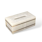 Luxe Witte Marmeren Badkamer Set met Gouden Accenten voor Elegante Organisatie-Bathroom Accessories-DeWoonVallei-Tissuebox (rechthoek) - 20 cm L x 14 cm W x 9 cm H-DeWoonVallei