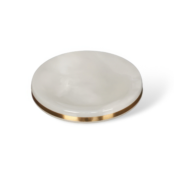 Luxe Witte Marmeren Badkamer Set met Gouden Accenten voor Elegante Organisatie-Bathroom Accessories-DeWoonVallei-Zeepbakje (rond) - 11 cm-DeWoonVallei