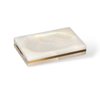 Luxe Witte Marmeren Badkamer Set met Gouden Accenten voor Elegante Organisatie-Bathroom Accessories-DeWoonVallei-Zeepbakje (vierkant) - 12 cm L x 8 cm W-DeWoonVallei