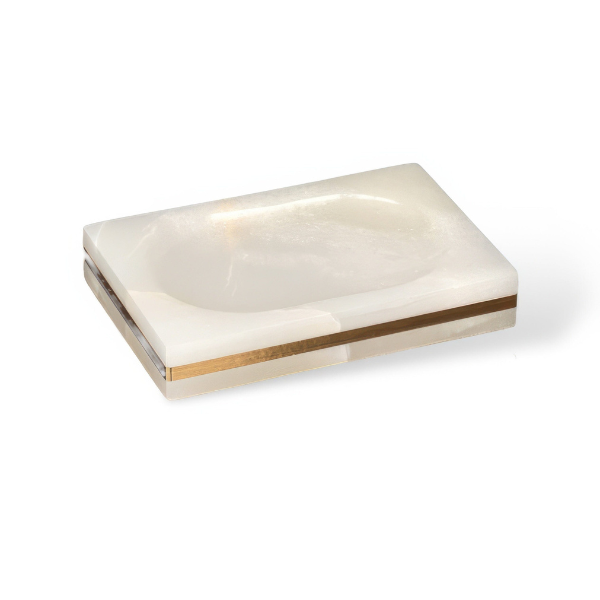 Luxe Witte Marmeren Badkamer Set met Gouden Accenten voor Elegante Organisatie-Bathroom Accessories-DeWoonVallei-Zeepbakje (vierkant) - 12 cm L x 8 cm W-DeWoonVallei