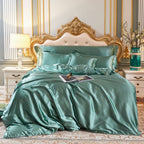 Luxe Zijde Dekbedovertrekset – Natuurlijke Zijde voor Zijdezacht Comfort en Tijdloze Slaapervaring-Duvet Cover-DeWoonVallei-Mint-150cm hoeslaken + Dekbed 200x 230cm + 2x kussensloop-DeWoonVallei