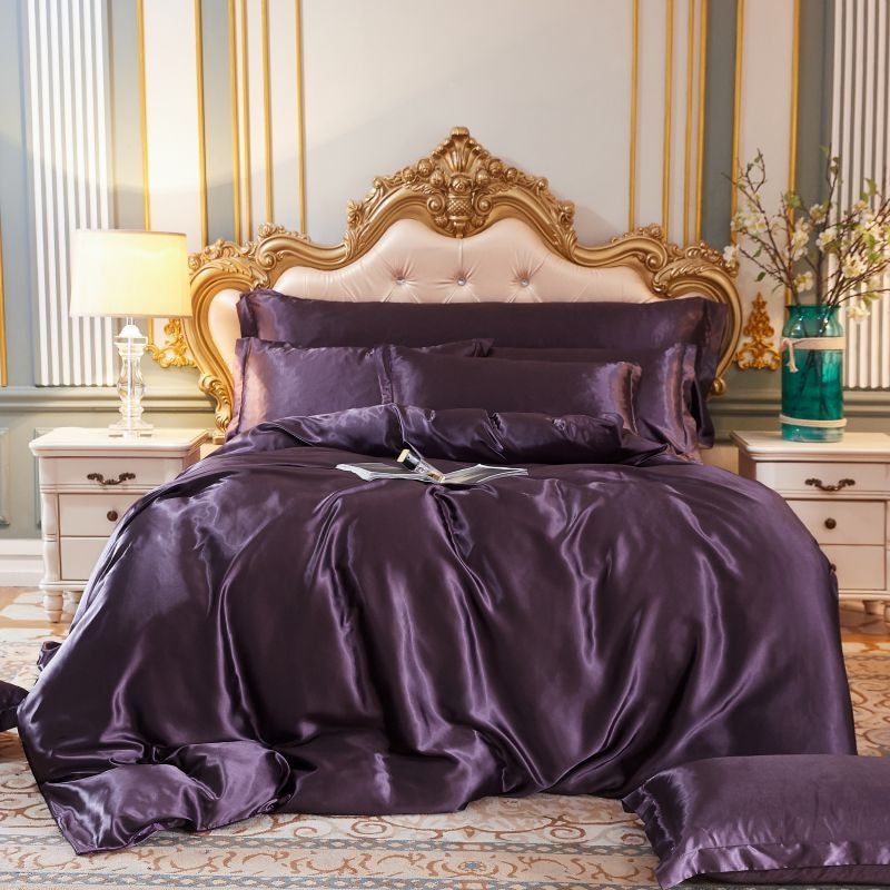 Luxe Zijde Dekbedovertrekset – Natuurlijke Zijde voor Zijdezacht Comfort en Tijdloze Slaapervaring-Duvet Cover-DeWoonVallei-Paars-150cm hoeslaken + Dekbed 200x 230cm + 2x kussensloop-DeWoonVallei