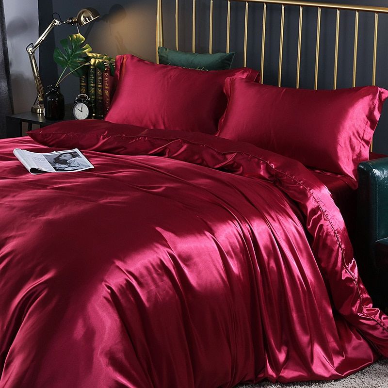 Luxe Zijde Dekbedovertrekset – Natuurlijke Zijde voor Zijdezacht Comfort en Tijdloze Slaapervaring-Duvet Cover-DeWoonVallei-Rood-150cm hoeslaken + Dekbed 200x 230cm + 2x kussensloop-DeWoonVallei