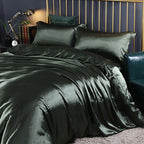 Luxe Zijde Dekbedovertrekset – Natuurlijke Zijde voor Zijdezacht Comfort en Tijdloze Slaapervaring-Duvet Cover-DeWoonVallei-Smaragdgroen-150cm hoeslaken + Dekbed 200x 230cm + 2x kussensloop-DeWoonVallei