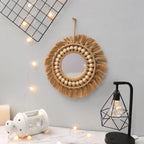 Macramé Spiegel met Kralen – Boho Wanddecoratie-Mirror-DeWoonVallei