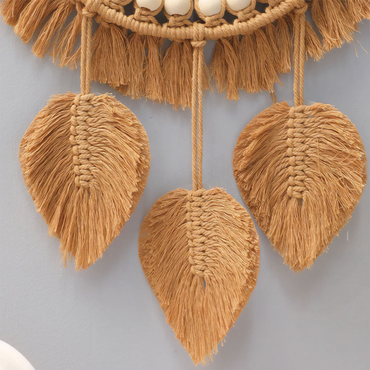 Macramé Spiegel met Kralen – Boho Wanddecoratie-Mirror-DeWoonVallei