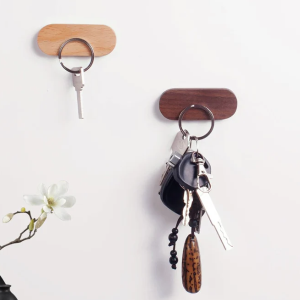 Magnetische Houten Sleutelhanger Modern Ovaal Ontwerp Sterke Houding-Home Organizer-DeWoonVallei-DeWoonVallei
