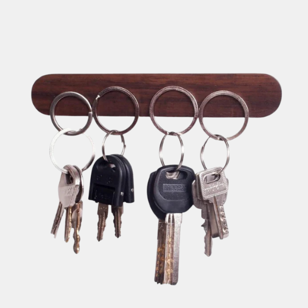 Magnetische Houten Sleutelhanger Modern Ovaal Ontwerp Sterke Houding-Home Organizer-DeWoonVallei-Zwarte Walnoot-Groot 15 x 3 x 1 cm-DeWoonVallei