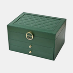 Meerdere Lagen Lederen Sieradendoos Stijlvolle Georganiseerde Opbergruimte-Multilayer Leather Jewellery Box-DeWoonVallei-Groen-DeWoonVallei