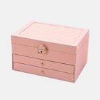 Meerdere Lagen Lederen Sieradendoos Stijlvolle Georganiseerde Opbergruimte-Multilayer Leather Jewellery Box-DeWoonVallei-Roze-DeWoonVallei
