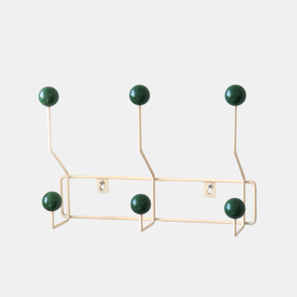 Metalen Wandhaak Rek Mid Century Stijl Functionele Huisopslag-Hooks-DeWoonVallei-Groen-3 Haaks-DeWoonVallei
