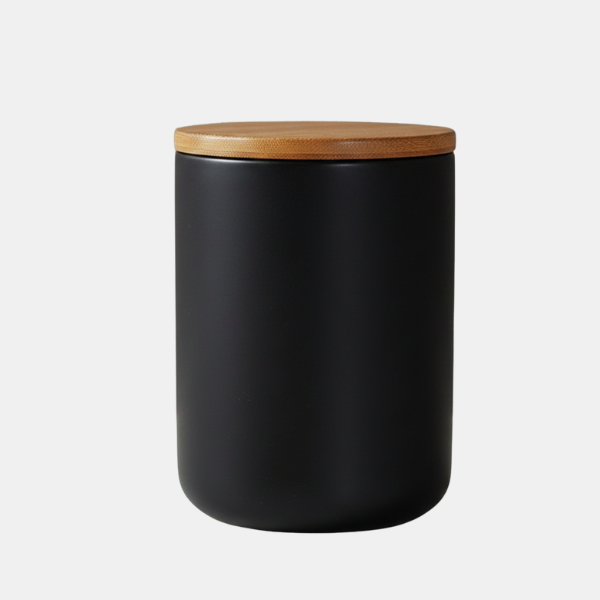 Milieuvriendelijke Keramische Bewaarpotten met Bamboe Deksels voor Frisse en Georganiseerde Leefruimtes-Food Storage Containers-DeWoonVallei-Zwart-Klein (8 x 8 cm)-DeWoonVallei