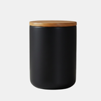 Milieuvriendelijke Keramische Bewaarpotten met Bamboe Deksels voor Frisse en Georganiseerde Leefruimtes-Food Storage Containers-DeWoonVallei-Zwart-Klein (8 x 8 cm)-DeWoonVallei
