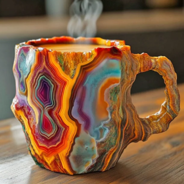 Mineralen Kristallen Koffiemok Elegant Agaat Design & Duurzame Stijl-Mugs-DeWoonVallei-Vulkanisch Rood-DeWoonVallei
