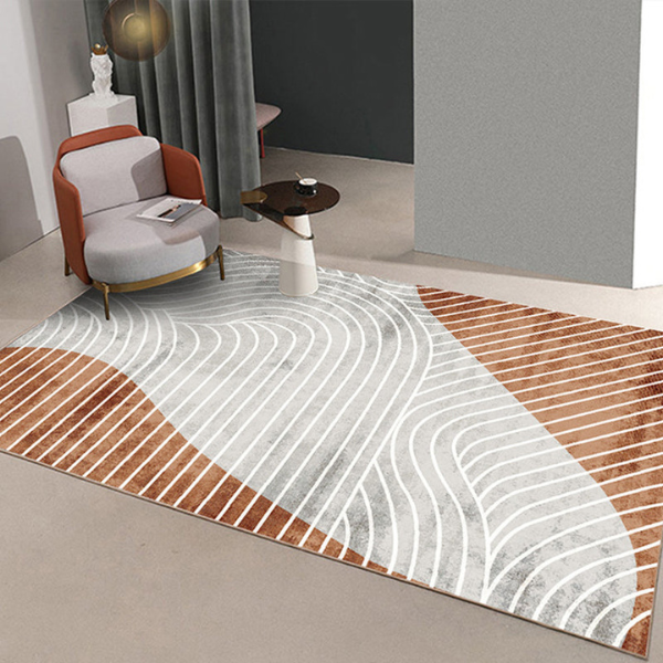 Minimalistisch Multi-Kleur Gestreept Vloerkleed Huisdiervriendelijk Gemakkelijk te Onderhouden-Bath Mats & Rugs-DeWoonVallei-Grijs-Khaki-80x120 cm-DeWoonVallei