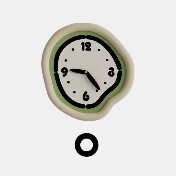 Minimalistische Creme Wandklok met Pendule Optie voor Stille en Stijlvolle Woondecoratie-Clocks-DeWoonVallei-Groen-Met Pendule-DeWoonVallei