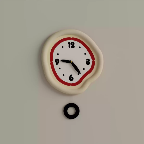 Minimalistische Creme Wandklok met Pendule Optie voor Stille en Stijlvolle Woondecoratie-Clocks-DeWoonVallei-Rood-Met Pendule-DeWoonVallei