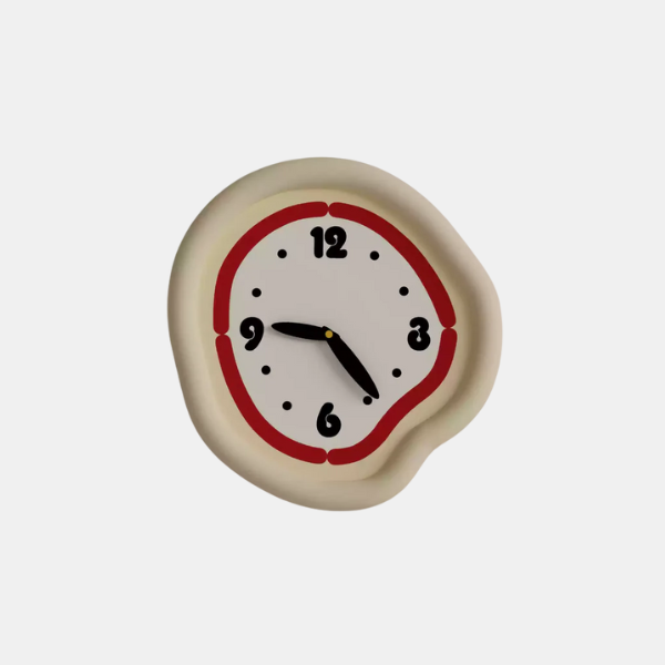 Minimalistische Creme Wandklok met Pendule Optie voor Stille en Stijlvolle Woondecoratie-Clocks-DeWoonVallei-Rood-Zonder Pendule-DeWoonVallei