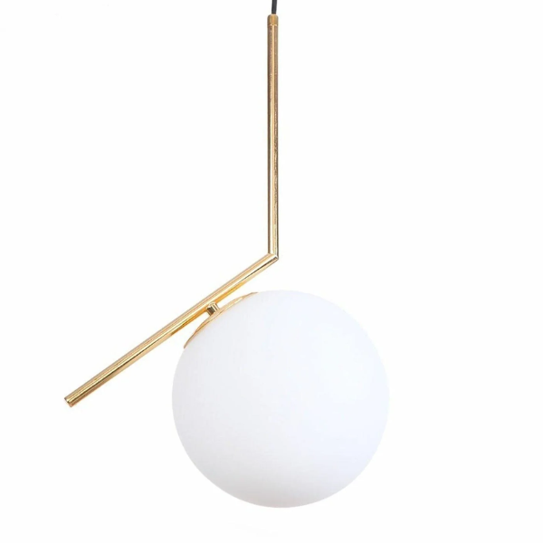 Minimalistische Hanglamp Licht Frosted Glazen Bol Verstelbare Gouden Afwerking Elegante Sfeer-Hanging Lamp-DeWoonVallei-DeWoonVallei