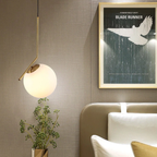 Minimalistische Hanglamp Licht Frosted Glazen Bol Verstelbare Gouden Afwerking Elegante Sfeer-Hanging Lamp-DeWoonVallei-DeWoonVallei
