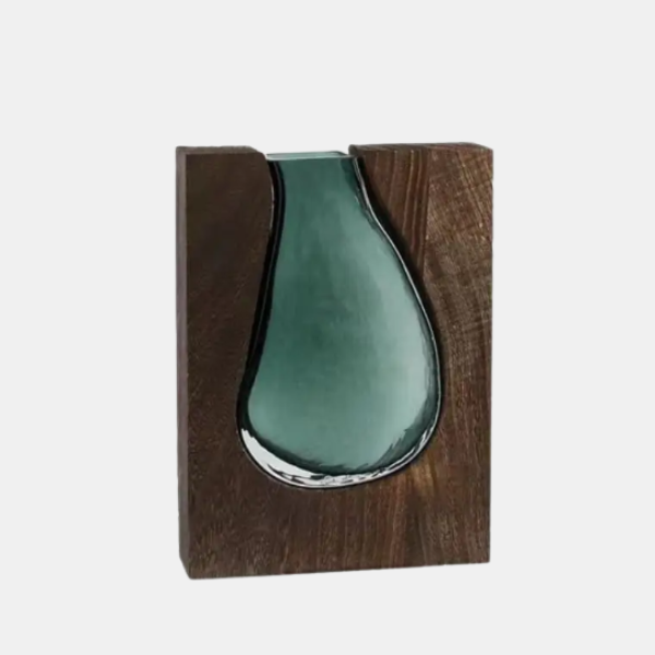 Minimalistische Houten en Glazen Vaas Elegante Natuurlijke Decoratie voor Woonruimtes-Vases-DeWoonVallei-DeWoonVallei